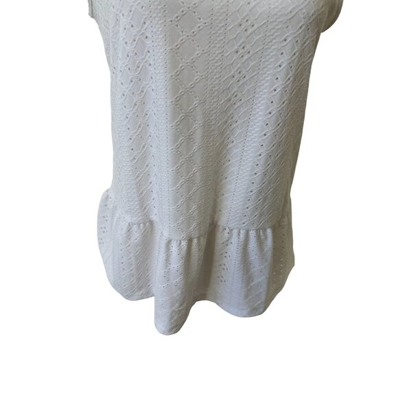 MICHAEL KORS White Eyelet Ruffle Tank Top Size Small - Picture 6 of 6